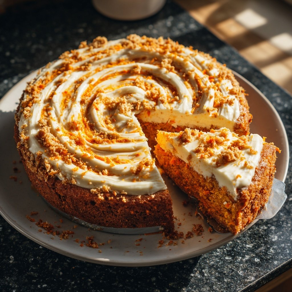 Karottenkuchen Mit Frischkäse Wirbel