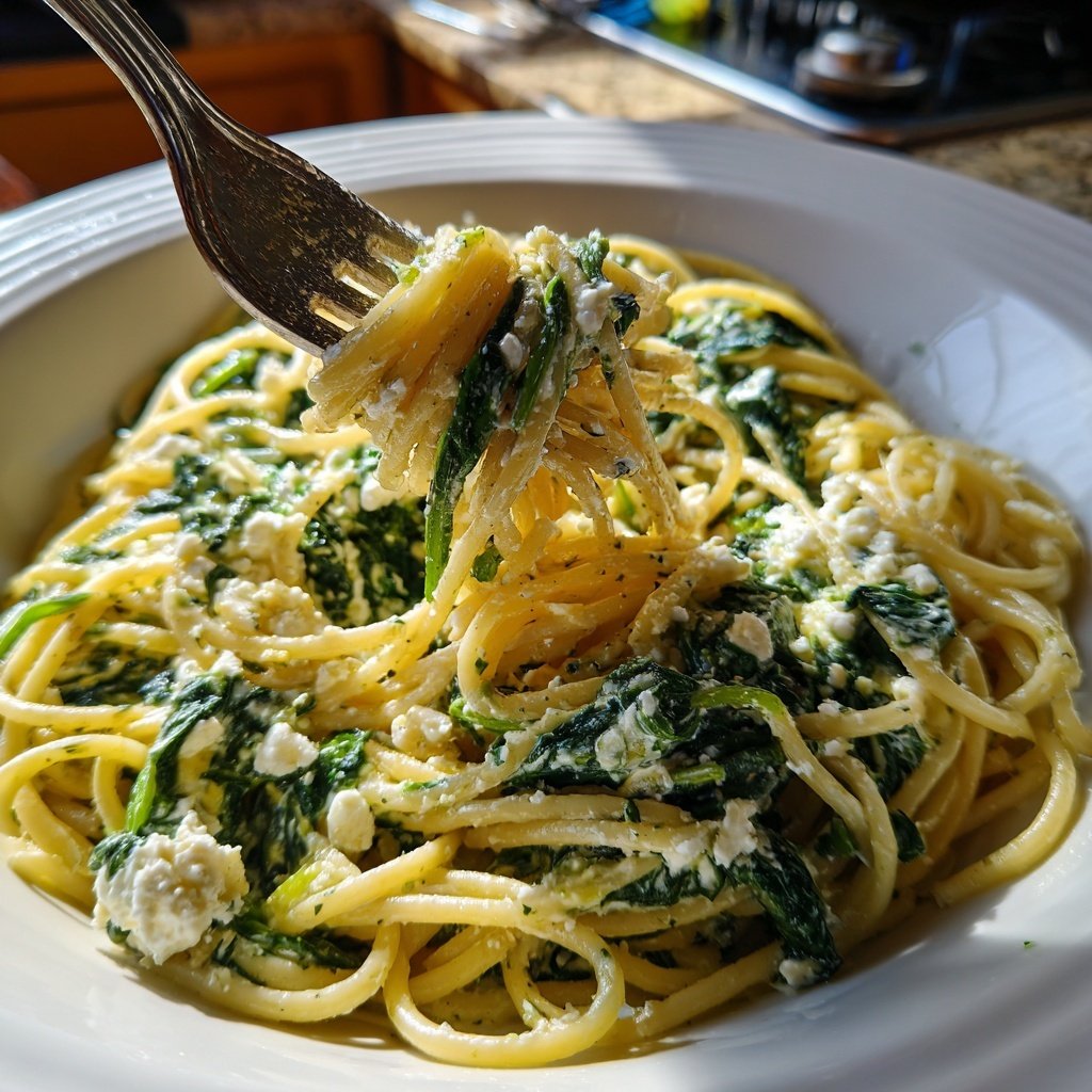 Spaghetti mit Spinat und Ricotta