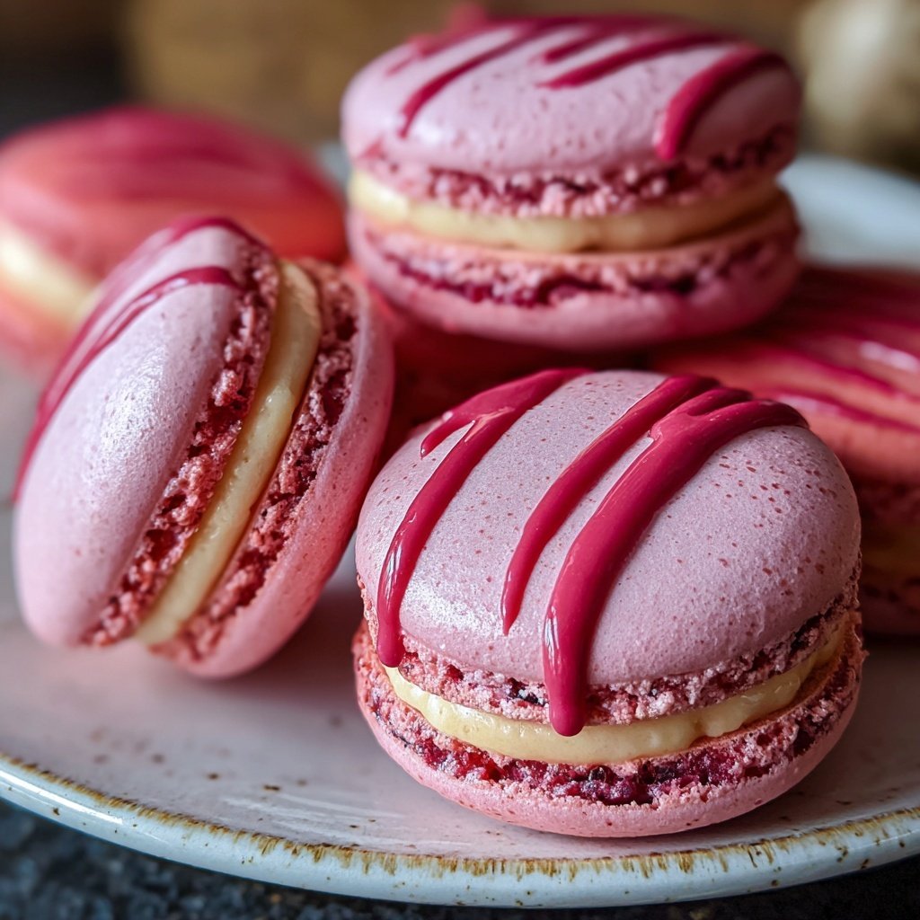 Valentins-Macarons rosa und rot