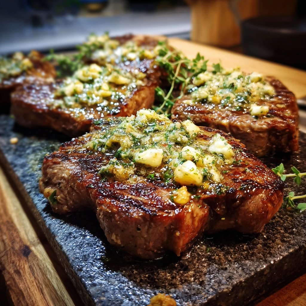 Knoblauch-Steak mit Kräuterbutter